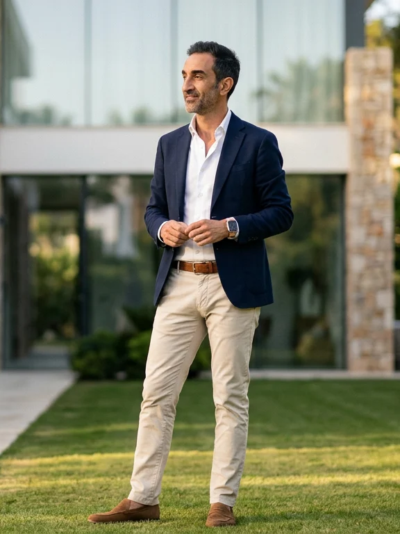 Alfonso Rivero frente a una villa